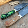 Handmade Damascus Steel Chef Knife Set - 2-Piece with Wooden & Green Resin Handles by JW SteelCrafts
