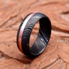 Handmade Damascus Ring Copper Inlay| Comfort Fit Unique Design by JW SteelCrafts