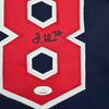 Framed Autographed/Signed Steven Kwan 35x39 Cleveland Blue Baseball Jersey JSA COA by Hall of Fame Sports Memorabilia
