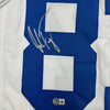 Framed Autographed/Signed Jake Ferguson 35x39 Dallas White Football Jersey Beckett BAS COA