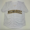 Autographed/Signed William Contreras Milwaukee Pinstripe Baseball Jersey JSA COA