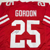 Autographed/Signed Melvin Gordon Wisconsin Red College Football Jersey JSA COA by Hall of Fame Sports Memorabilia