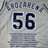 Autographed/Signed Randy Arozarena Tampa Bay Grey Stat Baseball Jersey Beckett BAS COA