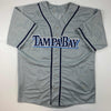 Autographed/Signed Randy Arozarena Tampa Bay Grey Stat Baseball Jersey Beckett BAS COA