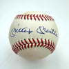 Autographed/Signed Mickey Mantle Rawlings Official American League ROA Sweet Spot Baseball JSA 9 Graded LOA by Hall of Fame Sports Memorabilia