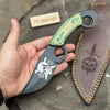 Handmade Karambit Utility Knife 7.5-Inch Curved Blade with Green Pakka Wood Handle by JW SteelCrafts