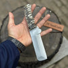 Handmade Western Ranch Utility Knife Full Tang Cowboy Knife with Acid-Washed Blade by JW SteelCrafts