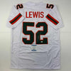 Autographed/Signed Ray Lewis Miami White College Football Jersey Beckett BAS COA