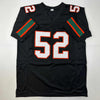 Autographed/Signed Ray Lewis Miami Black College Football Jersey Beckett BAS COA