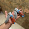 Handmade Damascus Folding Guthook Knife 2-Piece Liner Lock Gut Hook Folders by JW SteelCrafts