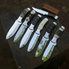 Handmade Bushcraft Knife Set of 7-Piece Full Tang Set with Horn, Bone & Wengi Wood Handles by JW SteelCrafts