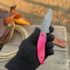 Pink Pakka Wood Damascus Folding Knife 7” – Handmade Persian EDC Pocket Knife by JW SteelCrafts