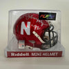 Autographed/Signed Johnny Rodgers, Mike Rozier, Eric Crouch Nebraska Cornhuskers Heisman Trophy Winners Red Flash Alternate Mini College Football Helmet JSA COA