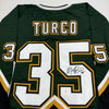 Autographed/Signed Marty Turco Dallas Green Hockey Jersey JSA COA
