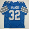 Autographed/Signed Brian Branch Detroit Blue Football Jersey Beckett BAS COA by Hall of Fame Sports Memorabilia