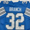 Autographed/Signed Brian Branch Detroit Blue Football Jersey Beckett BAS COA by Hall of Fame Sports Memorabilia