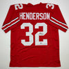 Autographed/Signed TreVeyon Henderson Ohio State Red College Football Jersey Beckett BAS COA