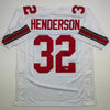 Autographed/Signed TreVeyon Henderson Ohio State White College Football Jersey Beckett BAS COA