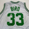 Autographed/Signed Larry Bird Boston White Basketball Jersey Beckett BAS COA by Hall of Fame Sports Memorabilia