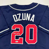 Autographed/Signed Marcell Ozuna Atlanta Blue Baseball Jersey Beckett BAS COA by Hall of Fame Sports Memorabilia