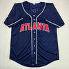 Autographed/Signed Marcell Ozuna Atlanta Blue Baseball Jersey Beckett BAS COA by Hall of Fame Sports Memorabilia