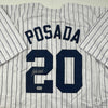 Autographed/Signed Jorge Posada New York Pinstripe Baseball Jersey Beckett BAS COA