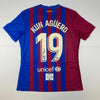 Autographed/Signed Sergio Kun Aguero FC Barcelona Red/Blue Soccer Futbol Jersey Beckett BAS COA