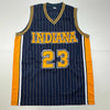 Autographed/Signed Ron Artest Metta World Peace Indiana Blue Pinstripe #23 Basketball Jersey Beckett BAS COA