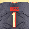 Autographed/Signed Stefon Diggs Houston Blue Football Jersey Beckett BAS COA