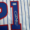 Autographed/Signed Sammy Sosa Chicago Pinstripe Baseball Jersey Beckett BAS COA by Hall of Fame Sports Memorabilia