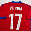 Autographed/Signed Vitinha PSG Paris Saint Germain Red Soccer Futbol Jersey Beckett BAS COA by Hall of Fame Sports Memorabilia
