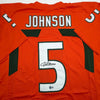 Autographed/Signed Andre Johnson Miami Orange College Football Jersey Beckett BAS COA by Hall of Fame Sports Memorabilia