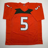 Autographed/Signed Andre Johnson Miami Orange College Football Jersey Beckett BAS COA by Hall of Fame Sports Memorabilia