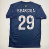 Autographed/Signed Bradley Barcola PSG Paris Saint Germain Blue Soccer Futbol Jersey Beckett BAS COA by Hall of Fame Sports Memorabilia