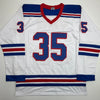 Autographed/Signed Mike Richter New York White Hockey Jersey Beckett BAS COA by Hall of Fame Sports Memorabilia