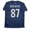 Autographed/Signed Joao Neves PSG Paris Saint Germain Blue Soccer Futbol Jersey Beckett BAS COA by Hall of Fame Sports Memorabilia