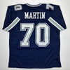 Autographed/Signed Zack Martin Dallas Blue Football Jersey Beckett BAS COA