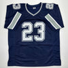 Autographed/Signed Rico Dowdle Dallas Blue Football Jersey Beckett BAS COA