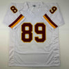 Autographed/Signed Santana Moss Washington White Football Jersey JSA COA