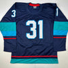 Autographed/Signed Philipp Grubauer Seattle Blue Hockey Jersey JSA COA