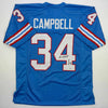 Autographed/Signed Earl Campbell HOF 91 Houston Blue Football Jersey Beckett BAS COA by Hall of Fame Sports Memorabilia