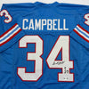 Autographed/Signed Earl Campbell HOF 91 Houston Blue Football Jersey Beckett BAS COA by Hall of Fame Sports Memorabilia