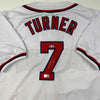 Autographed/Signed Trea Turner Washington White Baseball Jersey Beckett BAS COA