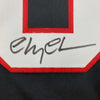 Autographed/Signed Chevy Chase Clark Griswold Christmas Vacation Movie Chicago Black Hockey Jersey Beckett BAS COA
