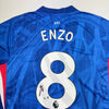 Autographed/Signed Enzo Fernandez Chelsea FC Blue Soccer Futbol Jersey Beckett BAS COA by Hall of Fame Sports Memorabilia