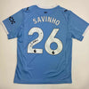 Autographed/Signed Savinho Manchester City Blue Soccer Futbol Jersey Beckett BAS COA by Hall of Fame Sports Memorabilia