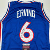 Autographed/Signed Julius Erving Dr. J Philadelphia Blue Basketball Jersey JSA COA