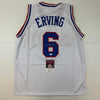 Autographed/Signed Julius Erving Dr. J Philadelphia White Basketball Jersey JSA COA