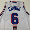 Autographed/Signed Julius Erving Dr. J Philadelphia White Basketball Jersey JSA COA