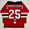Autographed/Signed Jacob Markstrom New Jersey Red Hockey Jersey JSA COA